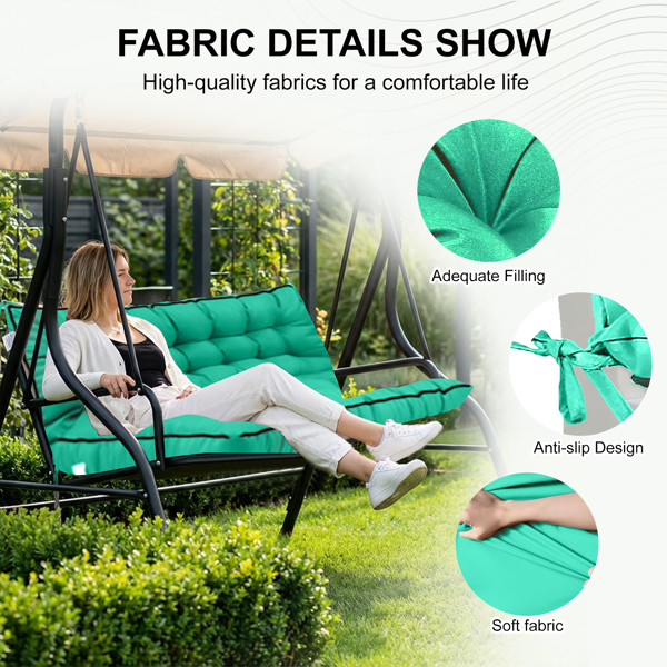 Outdoor Swing Cushions 55 Inch,Waterproof 4in  Thick Porch Swing Cushion Replacement With Backrest And Ties,Comfortable 2-3 Seat Pation Swing Pad For Backyard,Garden,Lawn,Outdoor Furniture Blue