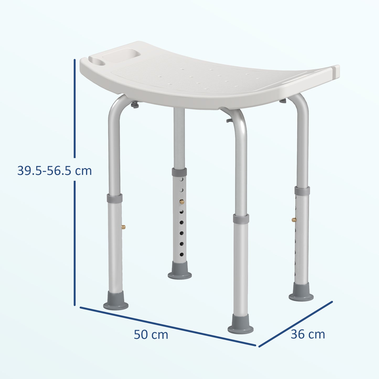 Height Adjustable Bath Stool, Aluminium Shower Stool With Non-Slip Pads For Elderly, Disabled, Seniors, Pregnant, White
