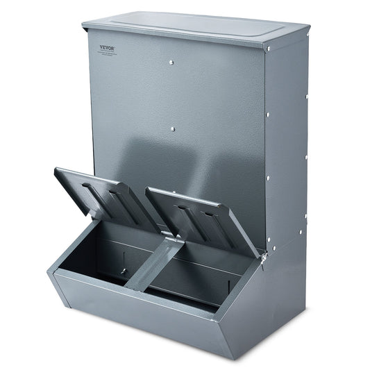 Hog Feeder, 3.7 Bushel Capacity, Double Door Pig Feeder, Heavy Duty Steel Piglets Feeder, Multipurpose Trough Creep Feeder, Outdoor Livestock Feeder Farm Accessory For Feeding Up To 8 Hogs