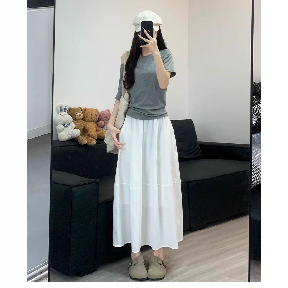 Korean-style Versatile Solid-color Elegant Skirt For Women