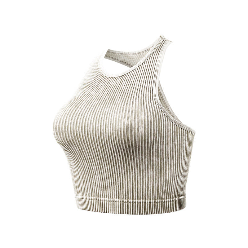Women's Solid Color Short Thread Beauty Back Yoga Vest
