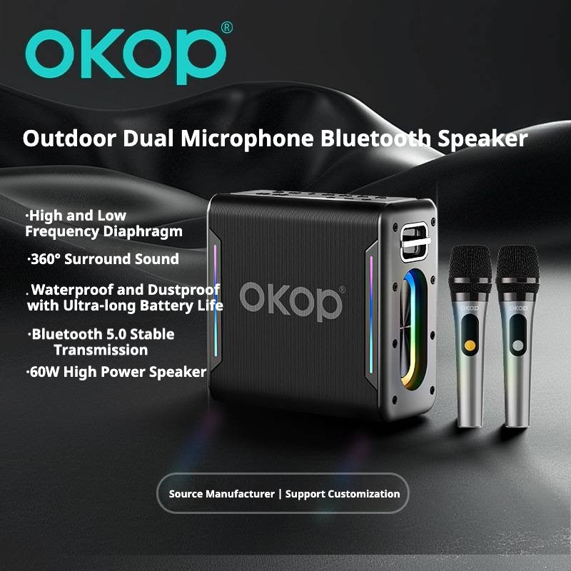 KP-8001 Speaker High Volume Cross-border Outdoor Karaoke Portable Bluetooth Speaker Microphone Ultra-long Battery Life