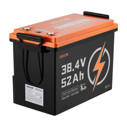 36V (38.4V) 52AH Lithium Golf Cart Battery, With 18A Charger, Lifepo4 Battery Kit, Built-in 100A BMS, 4000 Cycles, 2C Discharge Rate, Bluetooth & Mobile APP, For Golf Carts, Trolling Motors