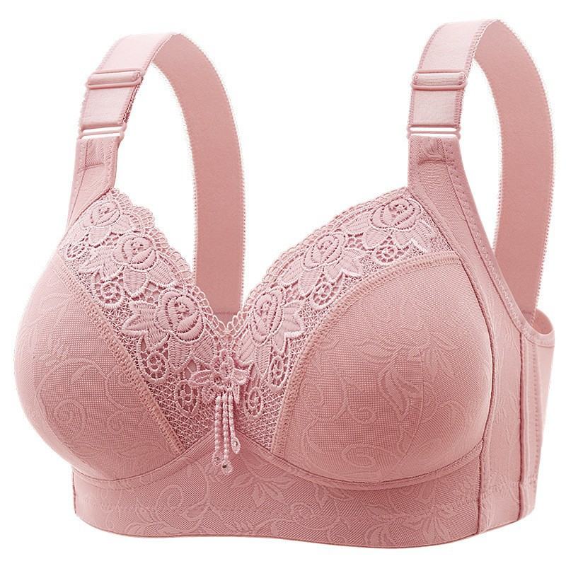 Plus-size Lace-trimmed Wireless Thin-style Beauty-back Bra