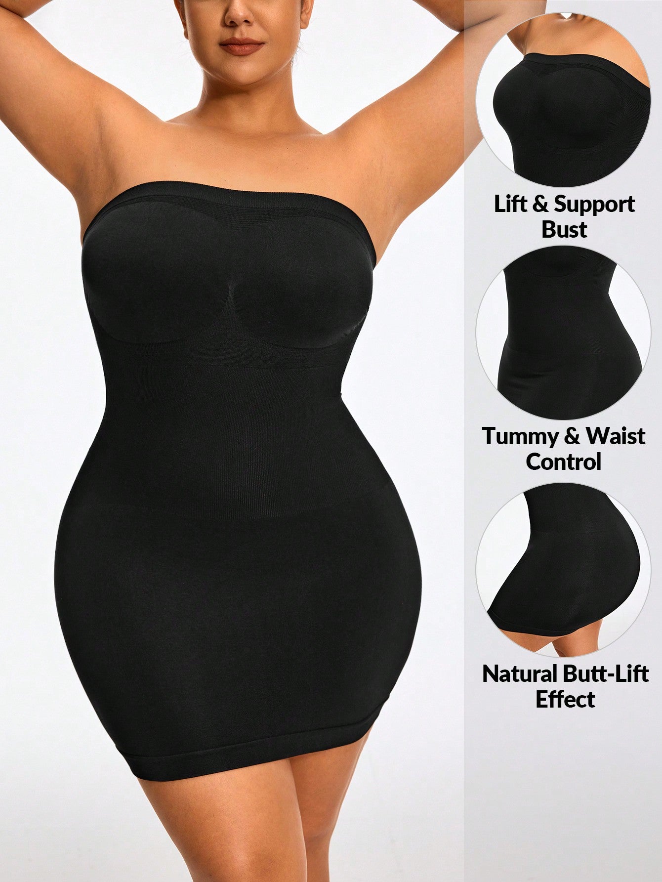 Strapless Full Body Shapewear Bodysuit Bust Lift Tummy Waist Control Natural Butt-Lift