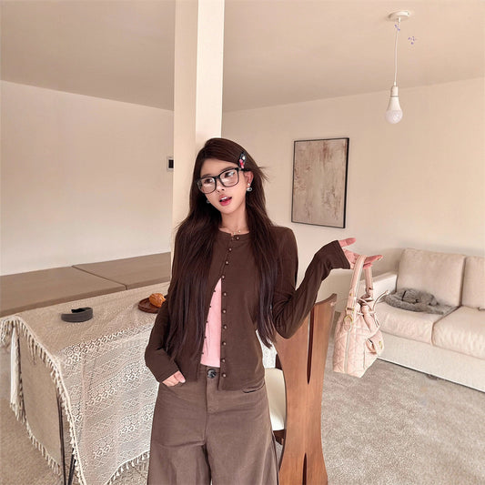 Women's Autumn Korean Style Niche Retro Versatile Fake Two-Piece Top