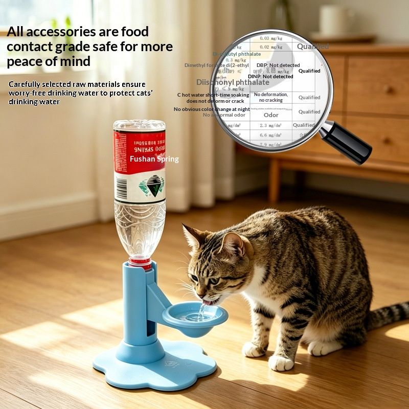 Gravity Based Pet Water Drinking Machine Stable Wide Base Leak Proof For Multi Cat Family Short Distance Travel