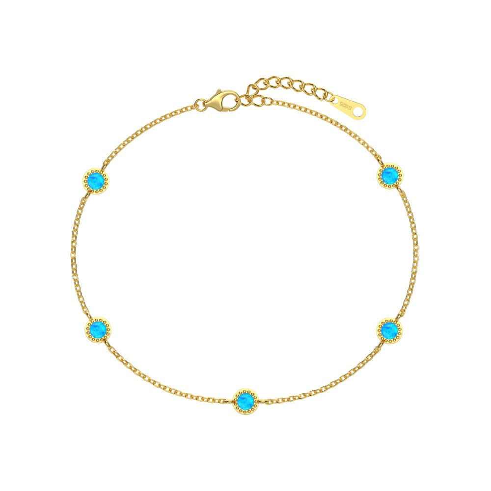 Amazon S925 Sterling Silver Opal Bracelet Women's Japanese And Korean Simple