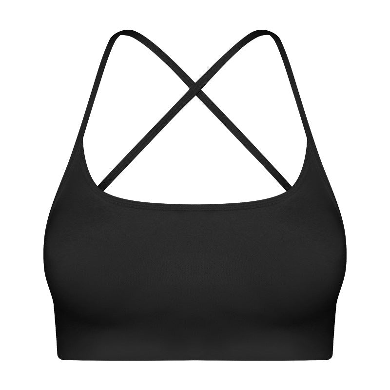 Summer Outdoor Wear Crisscross Back-enhancing Sports Bare-feel Bra With Thin Straps
