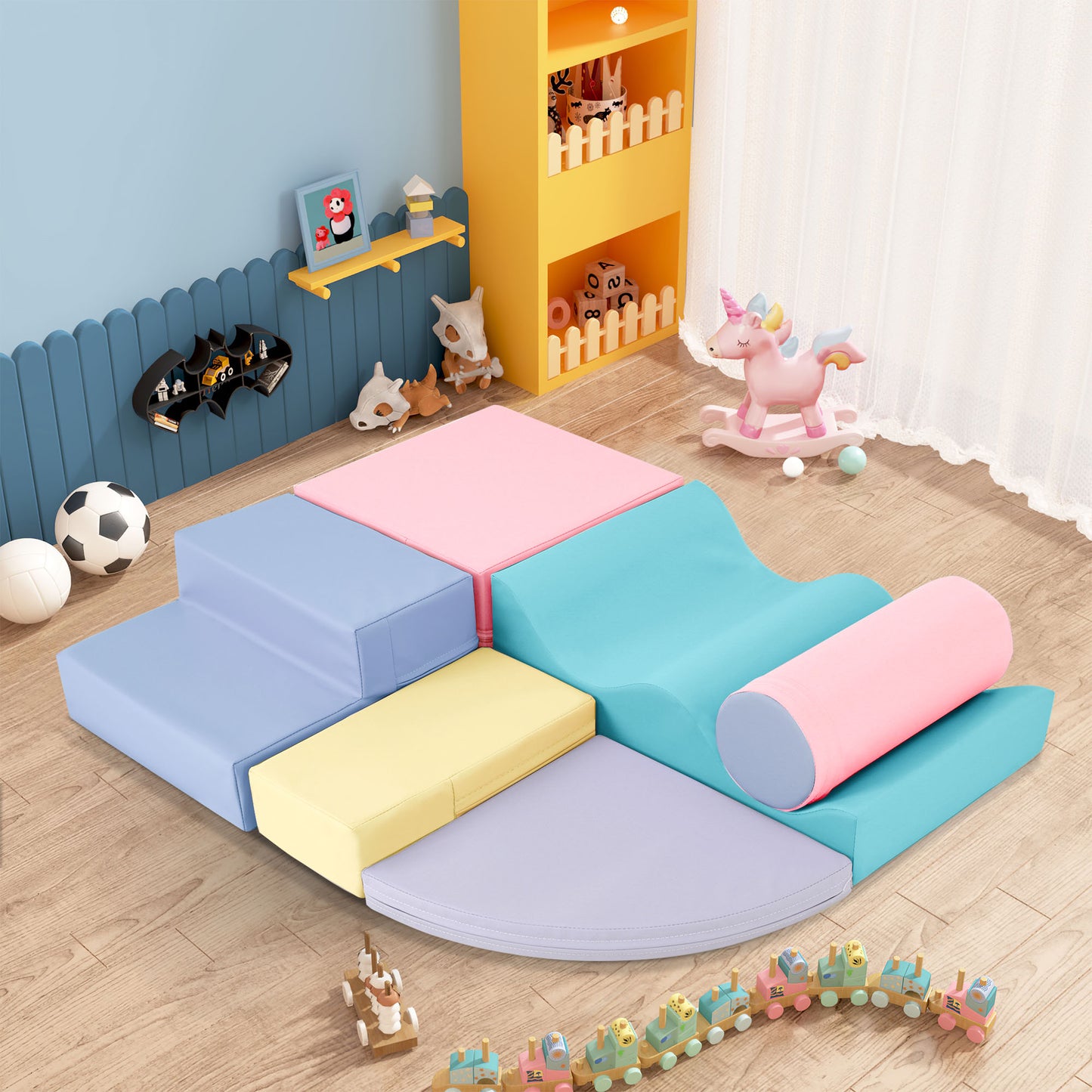 Soft Climb And Crawl Foam Playset 6 In 1, Soft Play Equipment Climb And Crawl Playground For Kids,Kids Crawling And Climbing Indoor Active Play Structure
