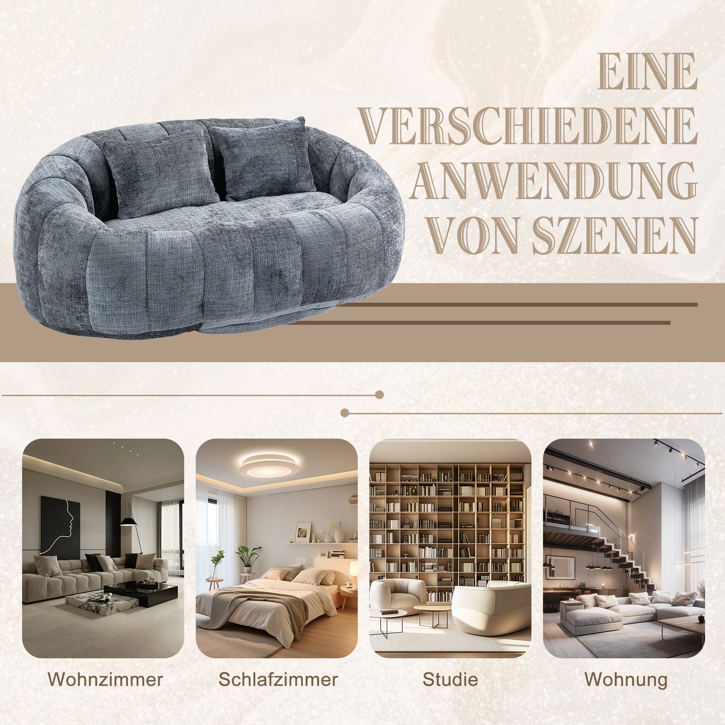 Bean Bag Sofa Lazy Sofa Durable Comfort Lounger High Back Bean Bag Chair Couch For Adults And Kids, Indoor & Outdoor, Accent Floor Soft Lounge Chair  Gray Chenille