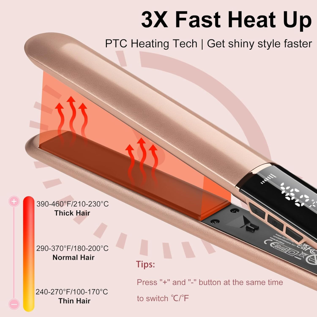 Hair Straightener Curler 2 In 1 For Women 10s Fast Heat Up Digital Display