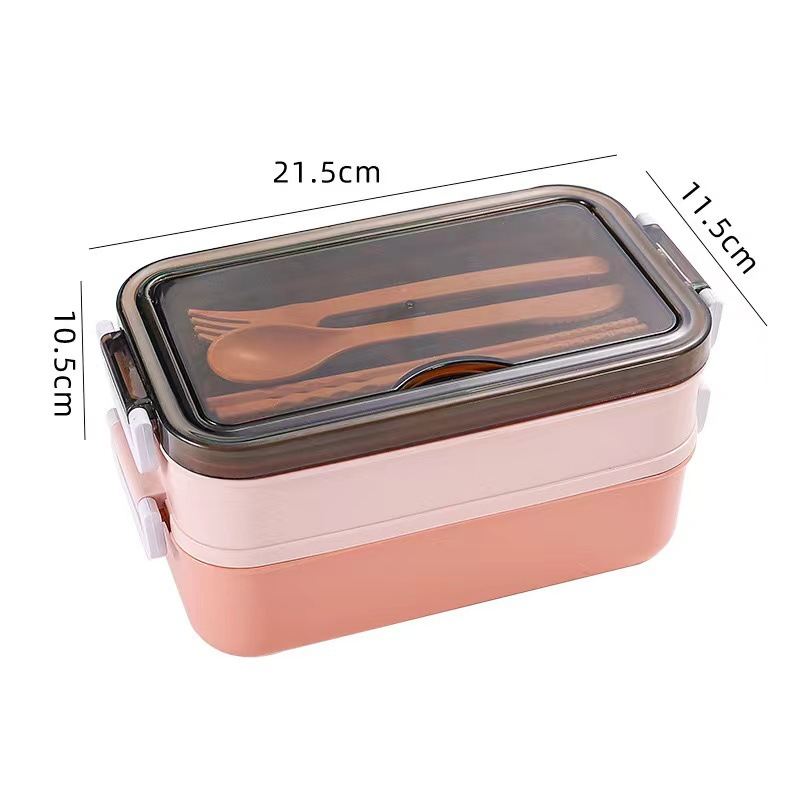 Double-layer Lunch Box, Japanese-style Compartments Lunch Box With Tableware, Student And Office Worker Sealed Bento Box, Lunch Box Can Be Printed With Logo