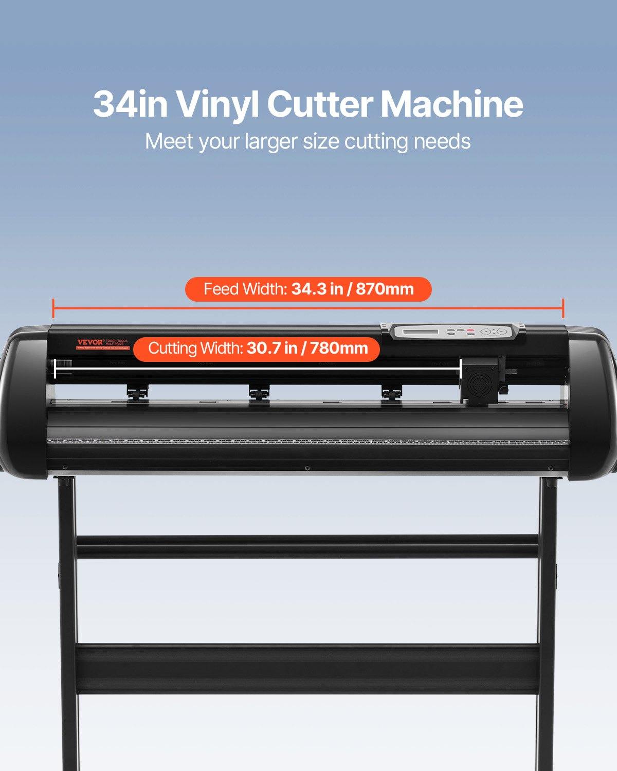 Vinyl Cutter Machine, 34in Offline Bluetooth Cutting Plotter Machine, 400in/10m Steel Roller Shaft Adjustable Speed Force, SignMaster Software Tool DIY Craft Kit For Sign Making Windows & Mobile