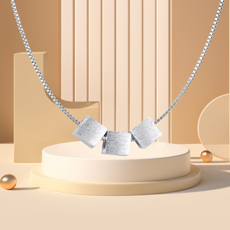 1pcs 999 Sterling Silver Cube Pendant Necklace, Minimalist Chic Style, For Daily Wear & Office Casual Outfits
