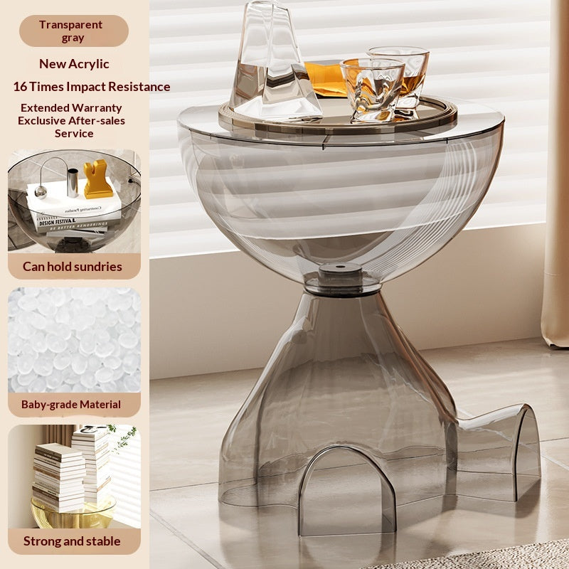 Transparent Floor-to-ceiling Teddy Bear Sofa Living Room Mobile Bedside Table Small Internet-famous Coffee Table