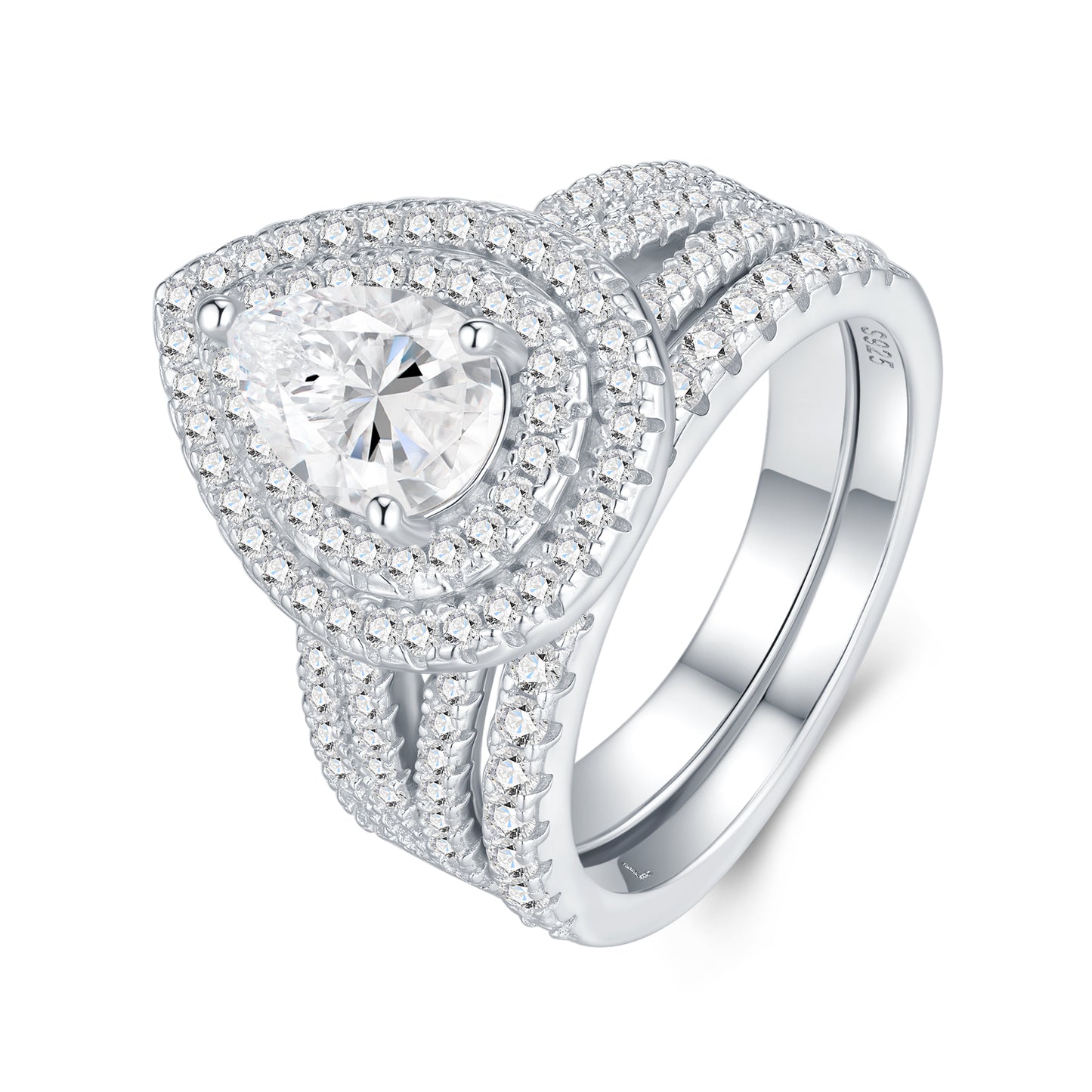 Engraved With Top-quality Moissanite, This Luxurious And Fashionable Minimalist Jewelry Set Features Exquisite Silver Accessories For Ladies. Made Of S925 Silver With Electroplated Platinum.