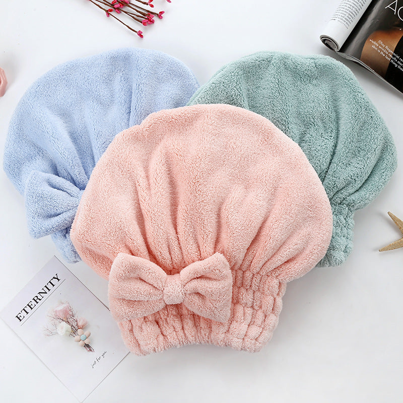 Bath And Dry Hair Cap Coral Fleece For Women
