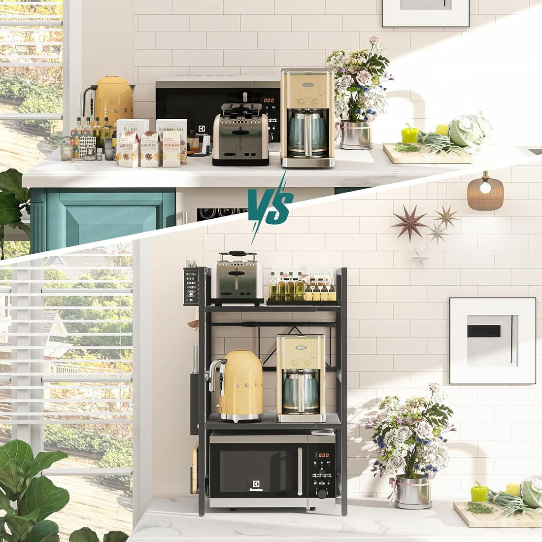 3 Tier Extendable Microwave Oven Rack Heavy Duty Kitchen Stand Storage Shelf UK