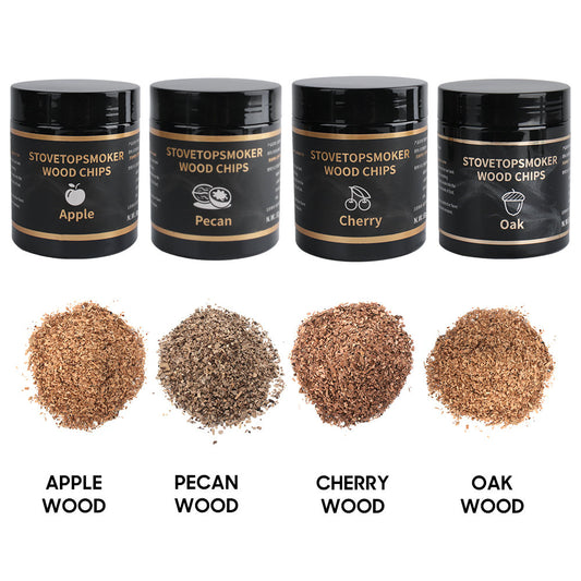 4PCs BBQ Wood Chips Set For Grill Meat Food Salmon Smoker Smoke Cook Utensils  Cherry Walnut Sawdust Oak Wood Chips