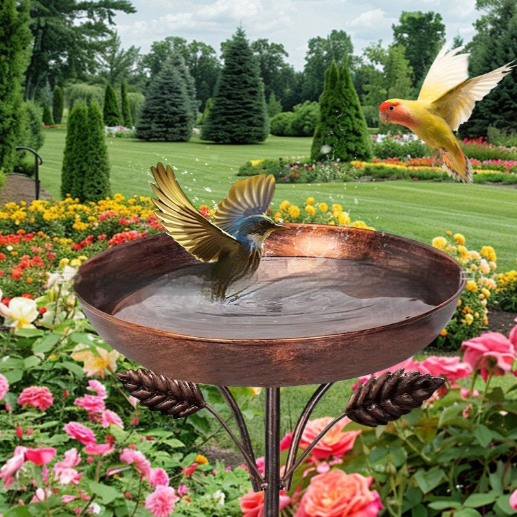 Retro Iron Art Decorative Bird Feeding Watering And Bathing Basin