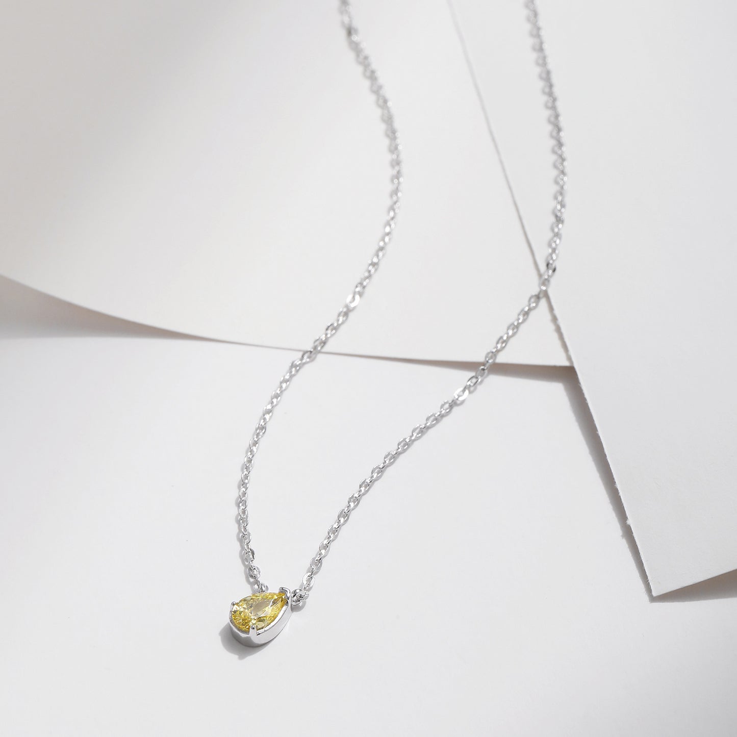5 Pure Silver Drop Simulated Diamond Necklace Women Niche Korean