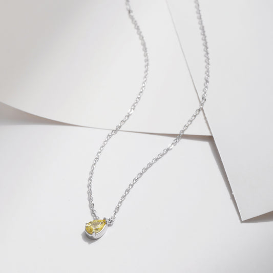 5 Pure Silver Drop Simulated Diamond Necklace Women Niche Korean