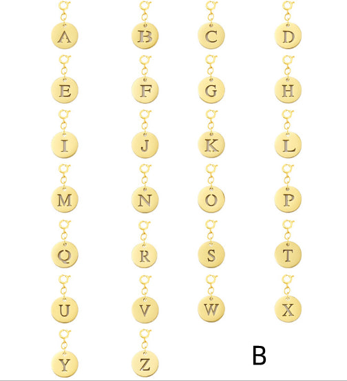 Titanium Steel Bracelet And Necklace Accessories 26-letter Charm Pendants Hand-polished In Gold