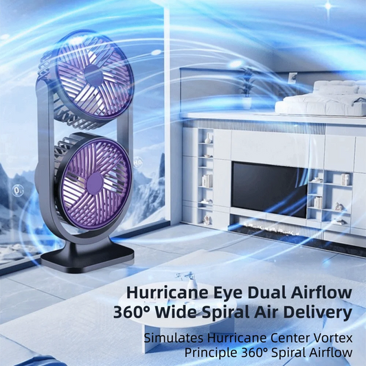 5 Gear Dual-Head Desktop Fan USB Rechargeable Low Noise Double Head Desk Fan Night Light Independent Control