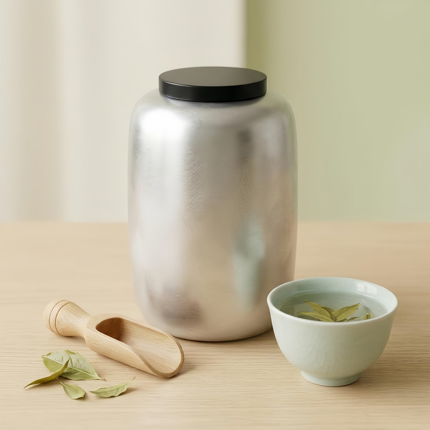 925 Sterling Silver Modern Metallic Cylinder with Sleek  Finish and Black Lid-Premium Tea Barrel - Handicraft