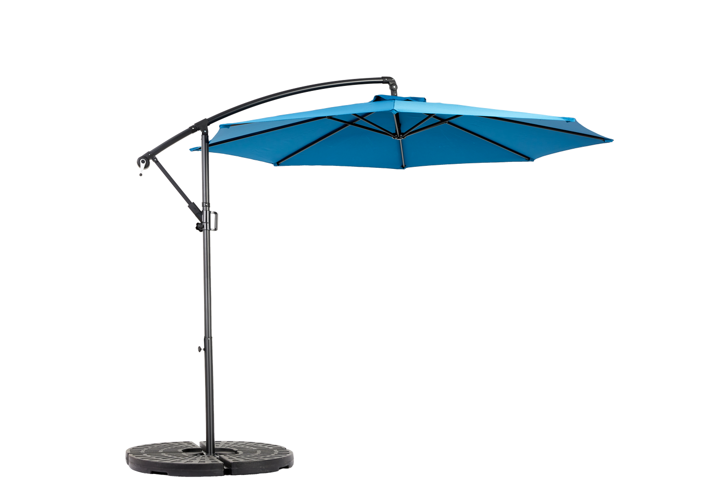 Best Choice Products 10ft Offset Hanging Market Patio Umbrella W Easy Tilt Adjustment, Polyester Shade, 8 Ribs For Backyard, Poolside -  Dark Blue  No Base