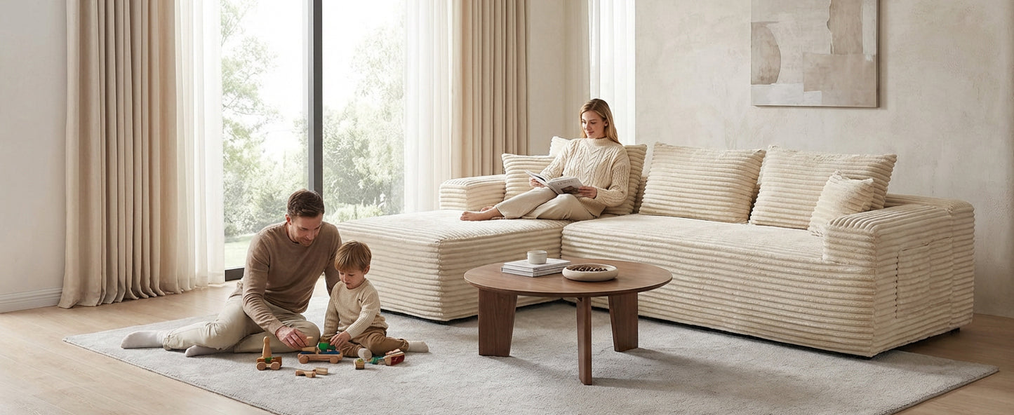 YM3116250005811& YM3116250006111 Combination Products Are Not Sold Sep-L Shape Modular Sectional Couch Spacious Comfortable 2 Seater Sofa With Pillows For Living Room Office No Assembly Required Beig