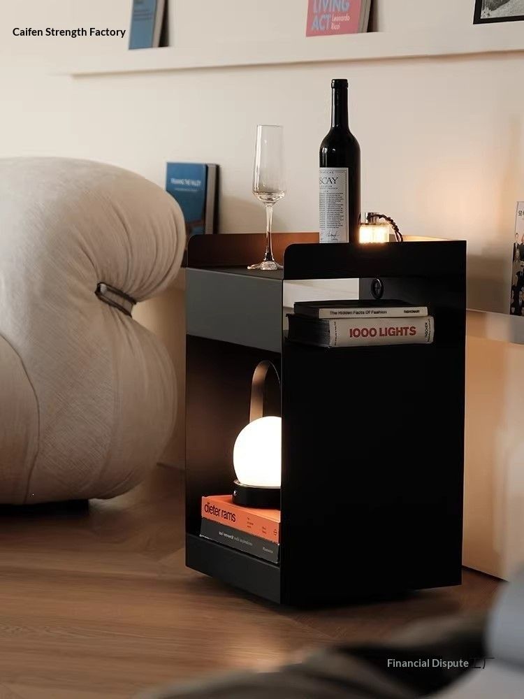 Stainless Steel Cube Side Cabinet Nordic Industrial Style Mobile Bedside Table