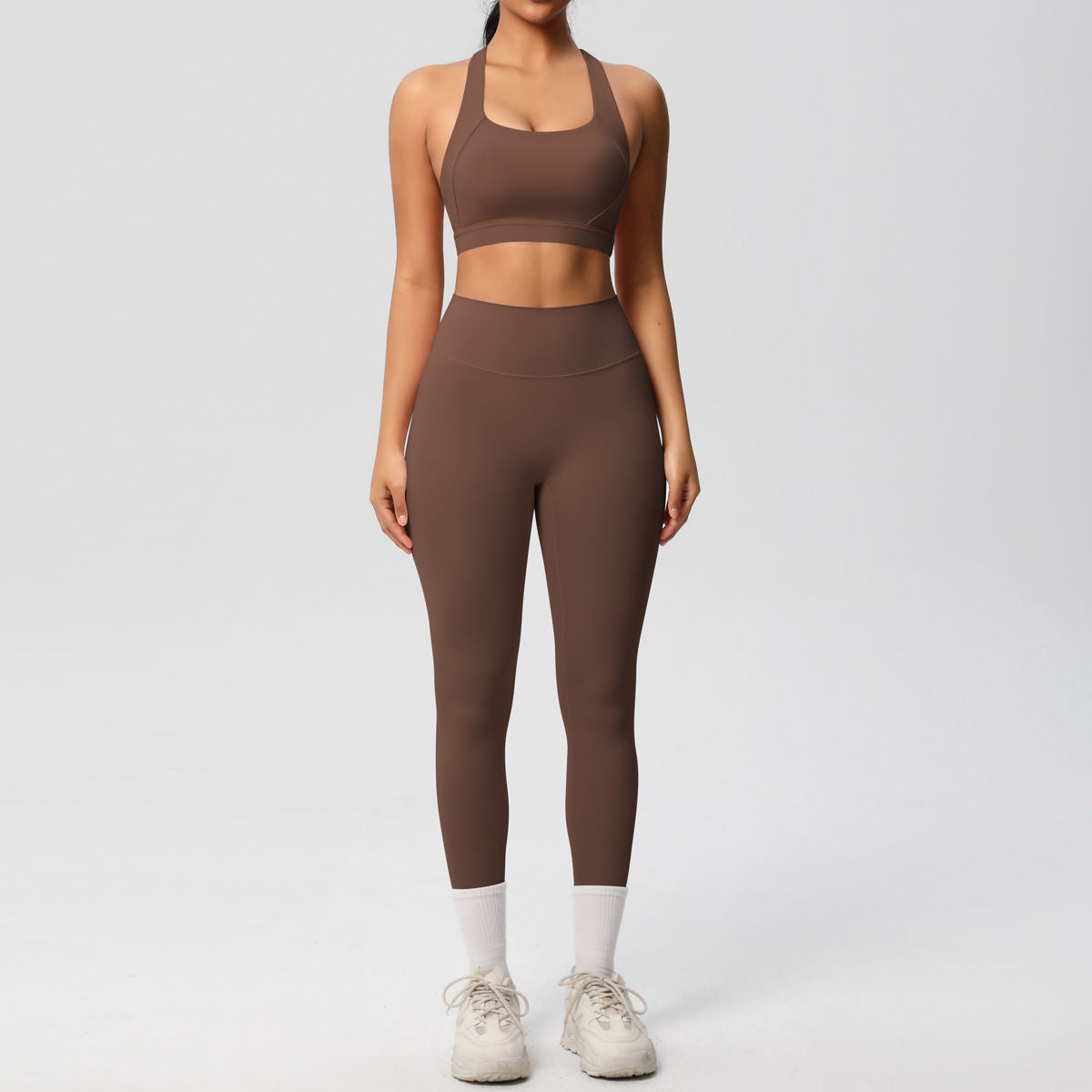 Cloud Sensation Solid Color Brushed Tight Yoga Wear Bra Set