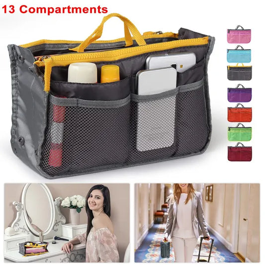 Women Lady Travel Insert Handbag Organiser Makeup Bags Toiletry Purse Liner W/Hand Strap
