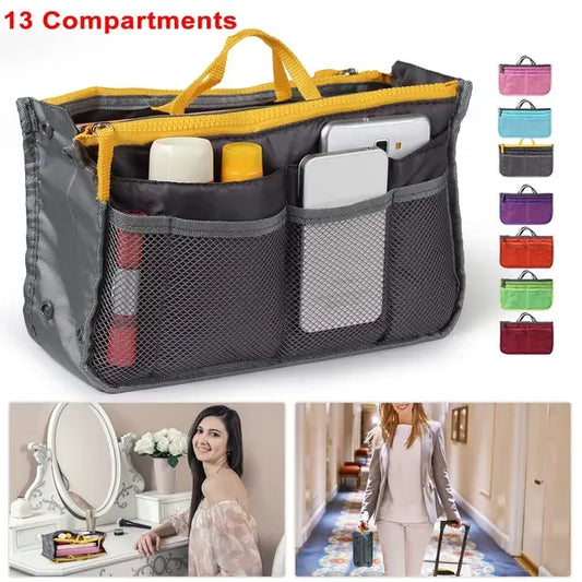 Women Lady Travel Insert Handbag Organiser Makeup Bags Toiletry Purse Liner W/Hand Strap