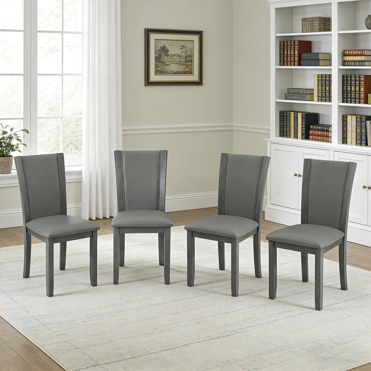 Dining Chairs Only, Wooden Dining Chairs Set of 4, Kitchen Chair with Padded Seat, Upholstered Side Chair for Dining Room, Living Room, Kitchen, Grey