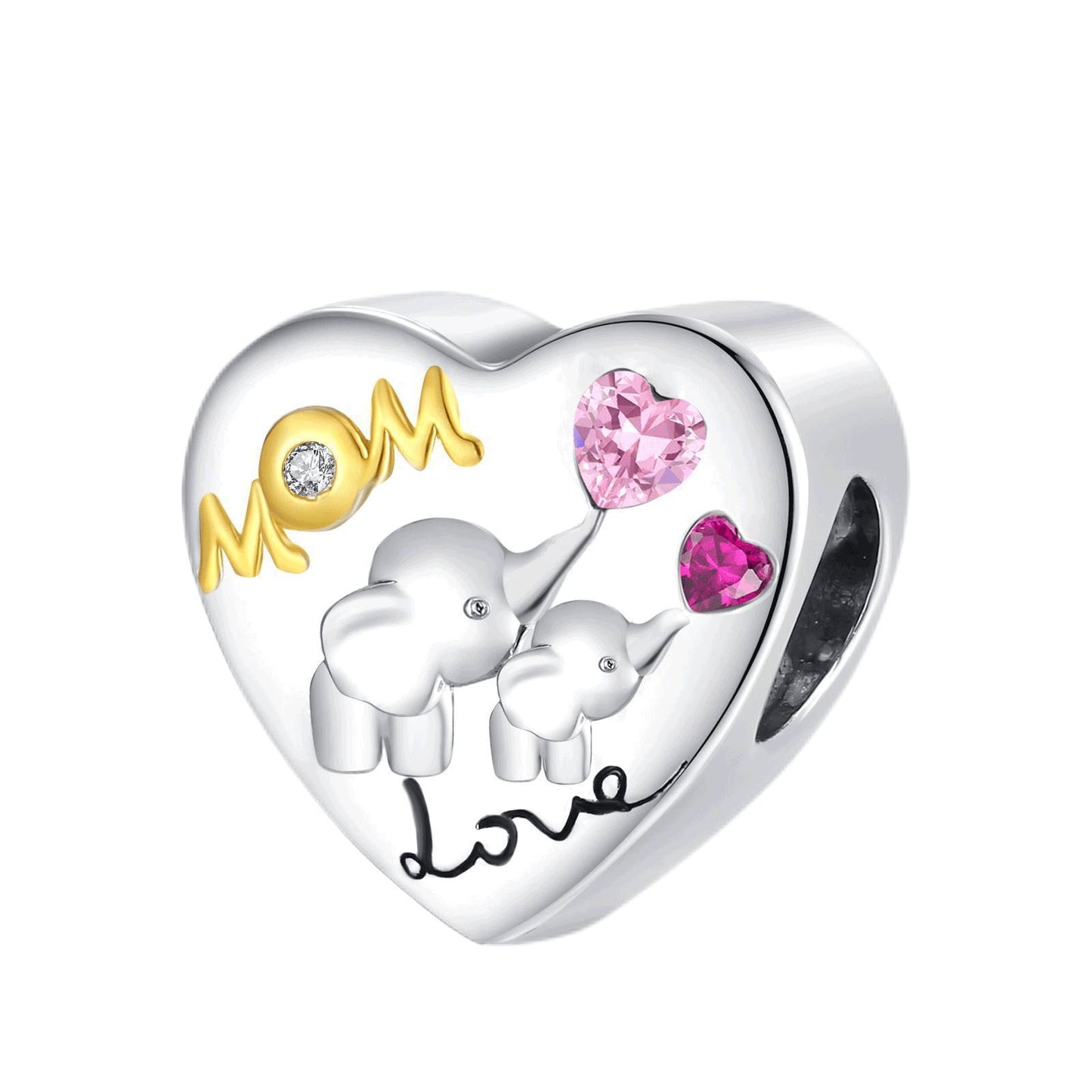 Silver-plated DIY Motherly Love Auspicious Elephant Bead Bracelet Accessories