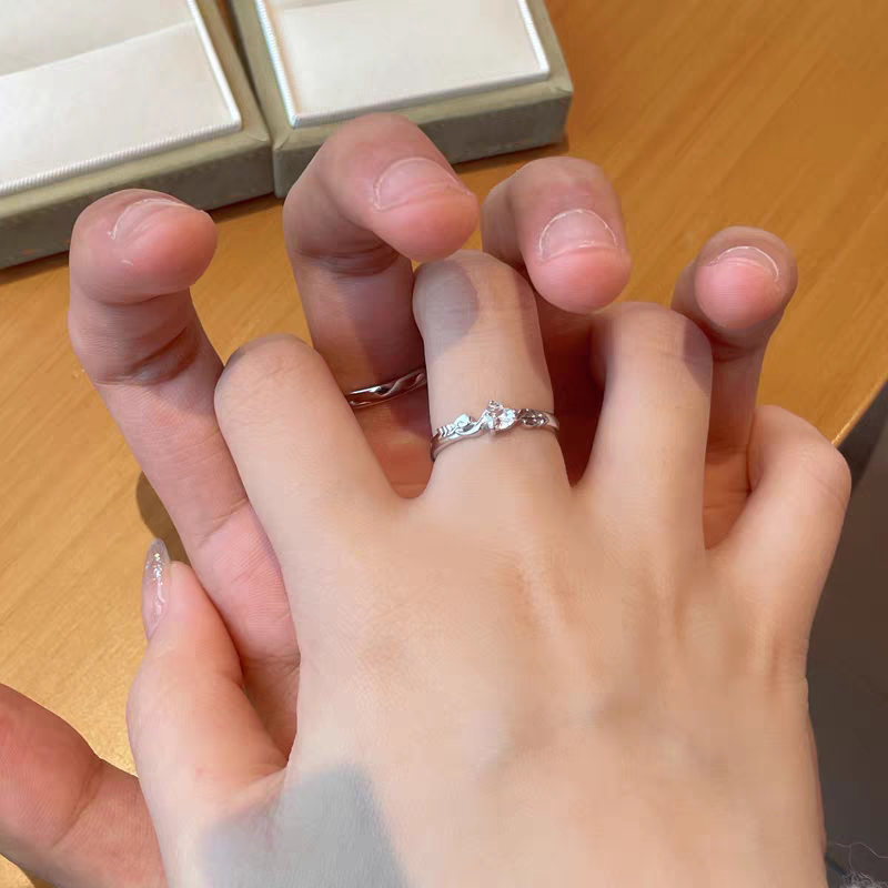 1 Pair 999 Sterling Silver Cupid's Arrow Diamond Couple Rings, Romantic Adjustable Promise Rings, Ideal Valentine's Day Gift For Lovers