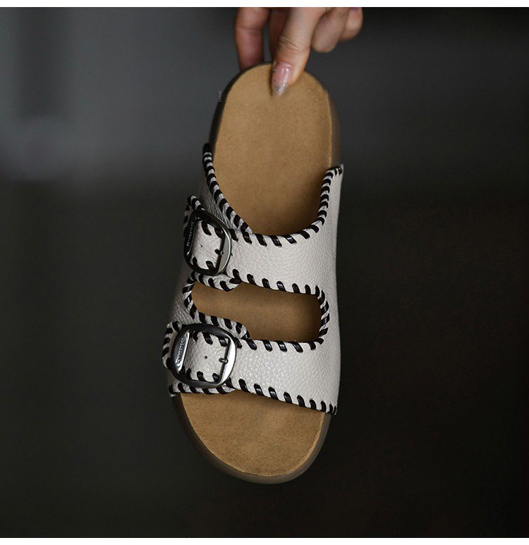 Thick Soled Retro Embroidered One-piece Slippers For Women's Outdoor Wear, Summer Fashion New Beach Sandals, Bocken Shoes