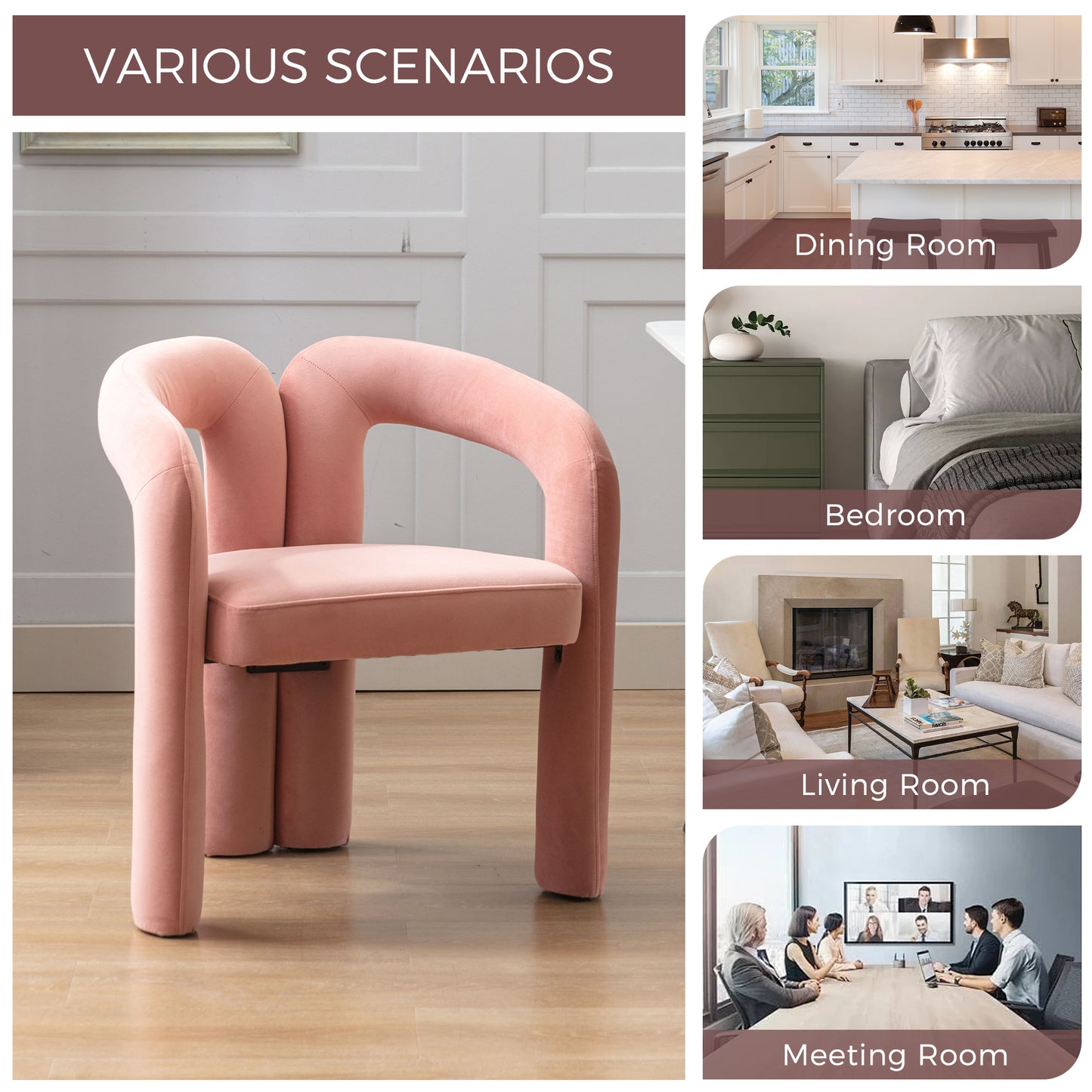 Contemporary Designed Velvet Fabric Upholstered Accent Dining Chair  Barrel Side Chairs Kitchen Armchair For Living Room Set Of 2   Velvet