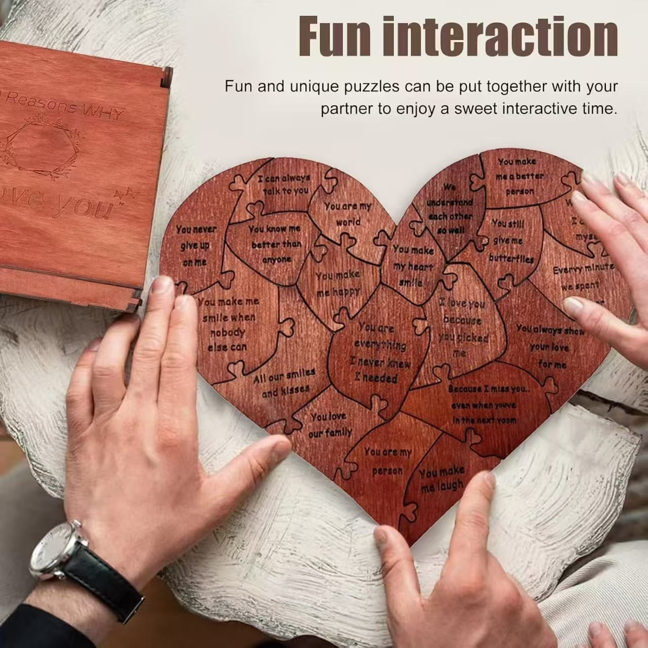 Anniversary Gift Wooden Heart-Shaped Puzzle