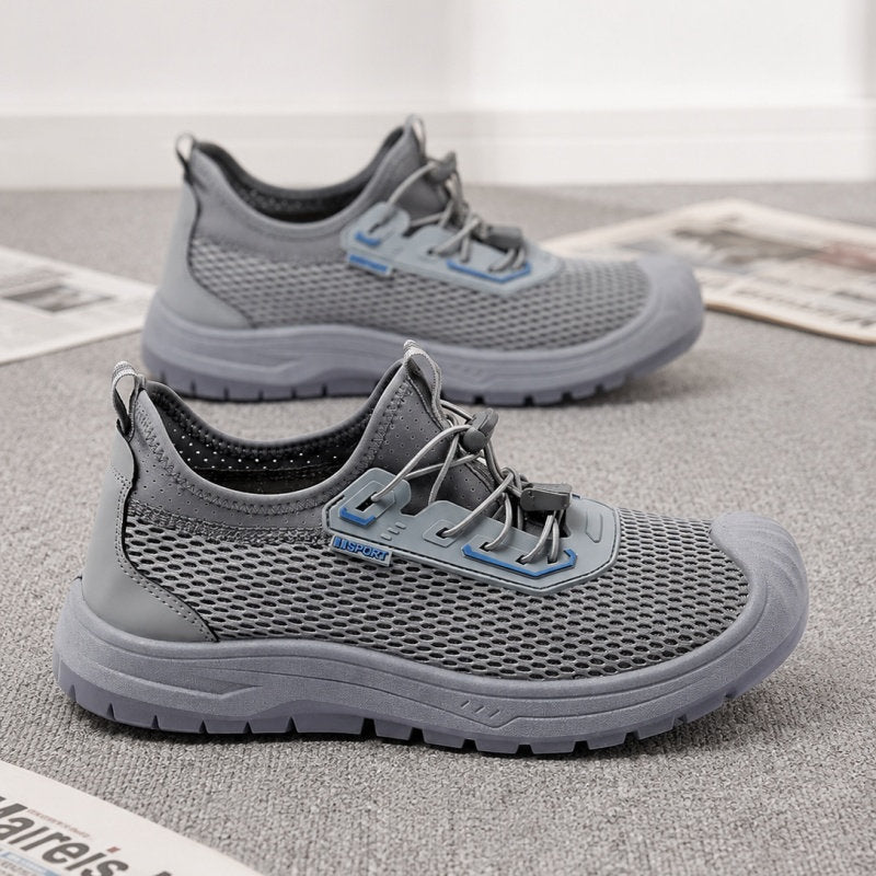 New Summer Men's Mesh Breathable Shoes, Slip-on Lazy Sneakers, Non-slip Soft Sole Outdoor Casual Footwear