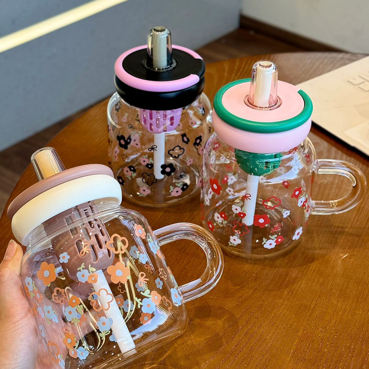 Straw Glass Cup High Temperature Resistant Borosilicate Tea Water Separation Cup