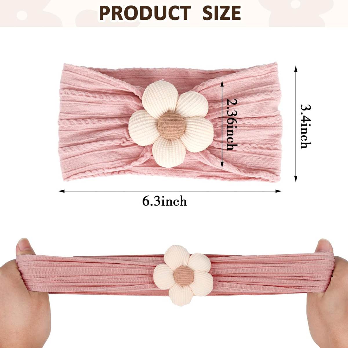 Soft Nylon Baby Flower Headbands For Newborns, Infants & Toddlers  Cute Hair Accessories For Girls Beige, Pink, Khaki