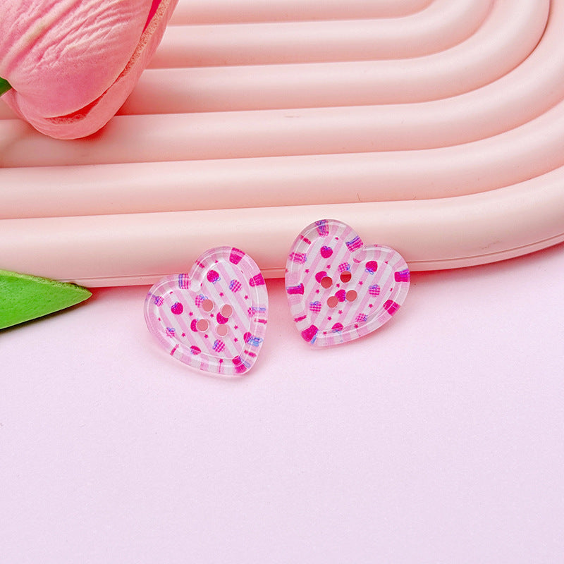 Four-hole Heart Button DIY Accessories