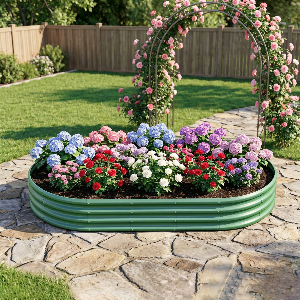Galvanized Raised Garden Bed 6x3x1ft - Heavy Duty Metal Planter Box for Vegetables, Herbs & Flowers, Rust-Proof Outdoor Garden Bed with Large Capacity, Green, 1PCS