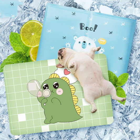 Pet Ice Mat Cute Dinosaur Sleeping Cooling Down