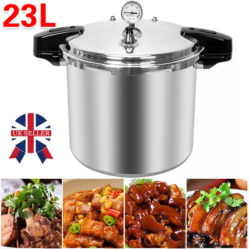 23L Large Pressure Canner Cooker Commercial Kitchen Cookware Gauge Release Valve