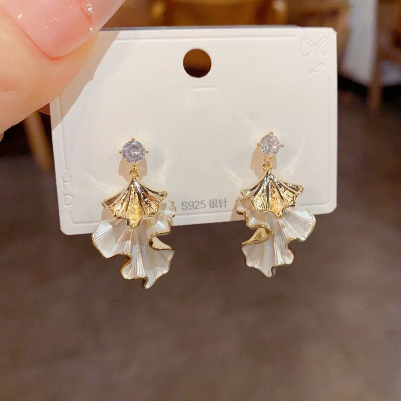 Silver Needle Tassel Earrings For Women Korean Style Zircon Long Dangle Elegant